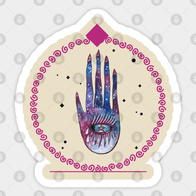 Occult Hamsa Hand Sticker by World upside down